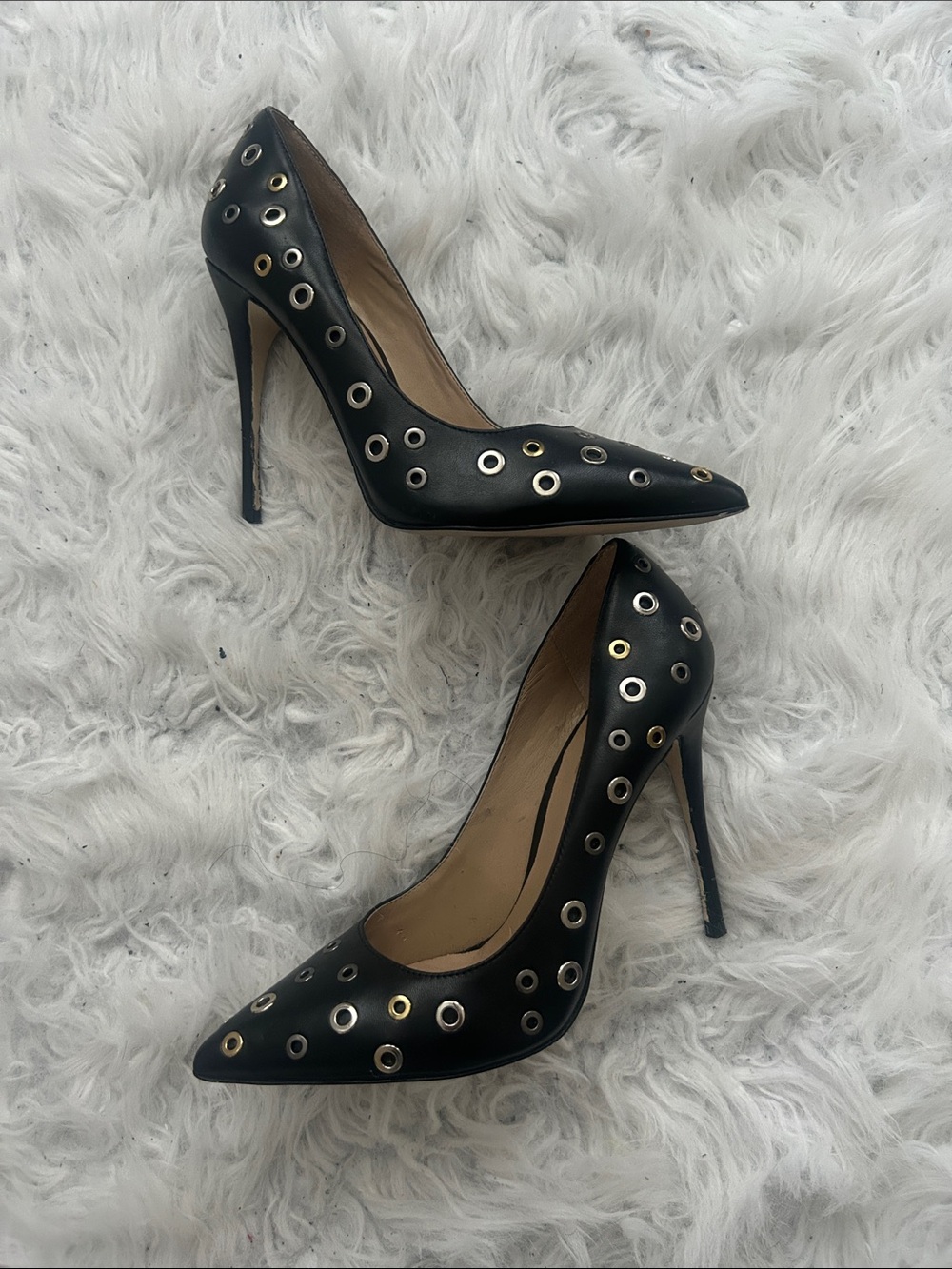 Artelier/Nicole Miller black patterned heels, size 7M, new